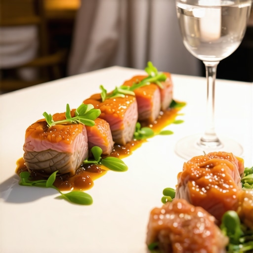 Chef presenting a beautifully plated dish at a wedding reception