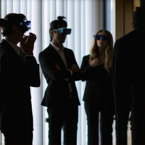 Staff members participating in augmented reality training simulations for luxury events.