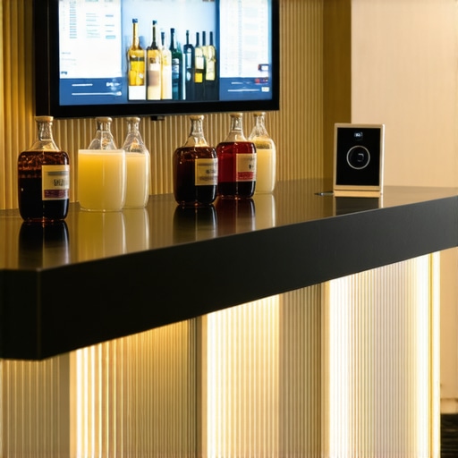 A sophisticated wedding beverage station with RFID security setup.