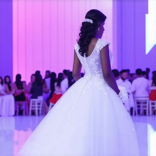 Elegant wedding setup with advanced lighting and digital features