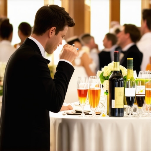 Wedding staff using advanced monitoring tools during a sophisticated reception