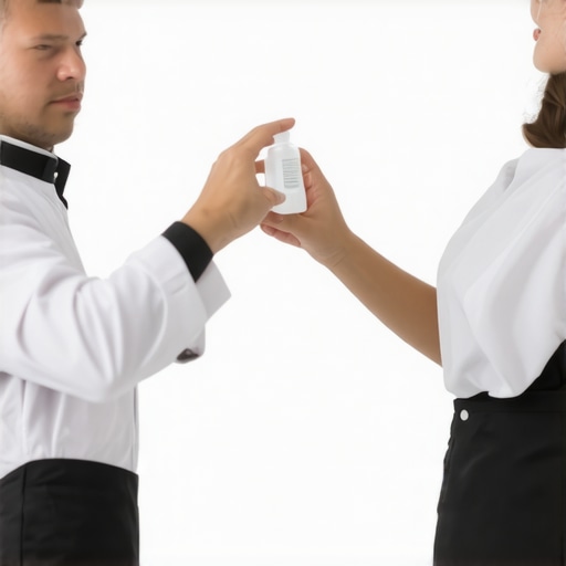 Wedding server practicing hand sanitization