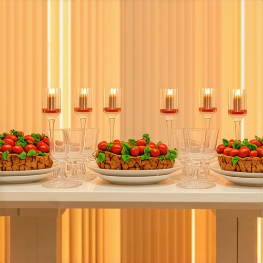 Elegant private dining event with gourmet dishes and ambient lighting
