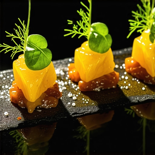 A high-end, allergen-safe gourmet dish artfully plated for a discerning guest