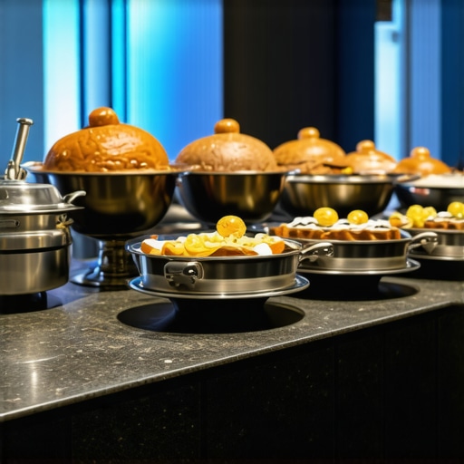 Sophisticated catering setup with high-end dishware and staff
