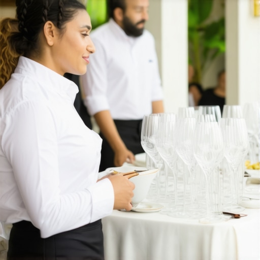 Professional servers providing personalized service at an upscale event.