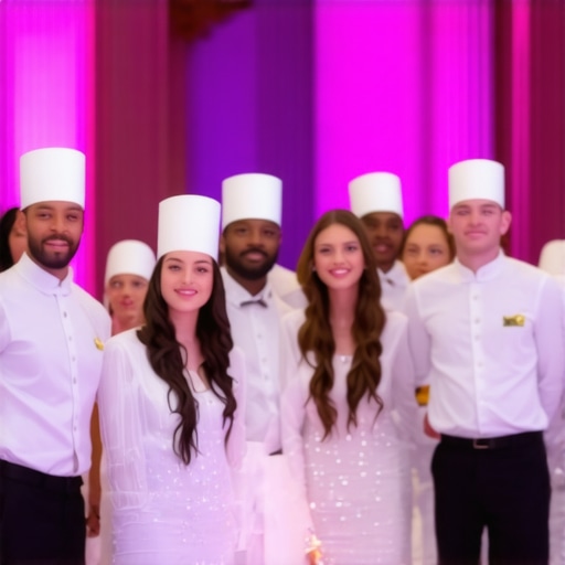 Elegant event servers providing personalized attention at a high-end banquet