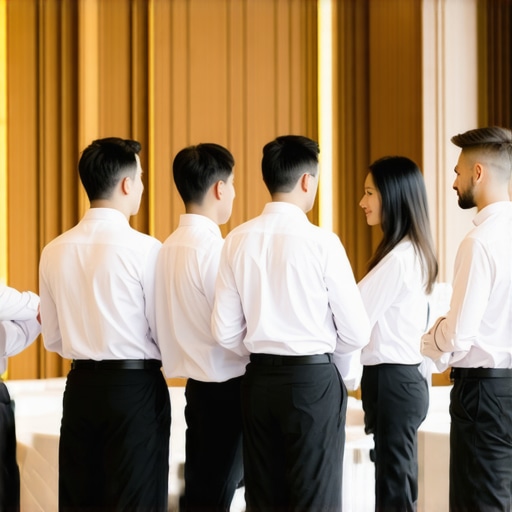 A professional service team providing seamless service at a high-end private event in a luxurious venue.