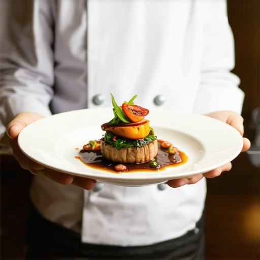 Chef presenting innovative wedding dish at reception