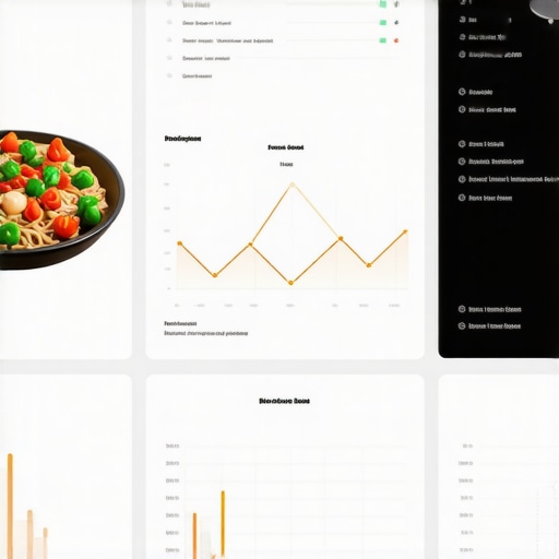 Data charts and graphs illustrating predictive analytics for food quantity estimation