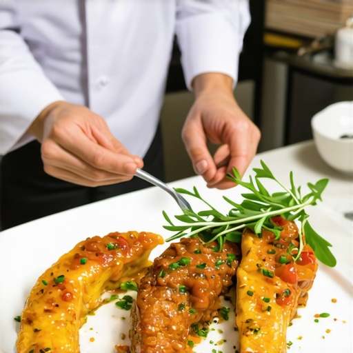 Chef preparing personalized wedding dishes in an elegant setting.