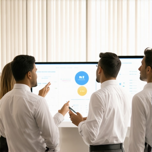 Wedding servers using digital tools to coordinate service in an elegant setting