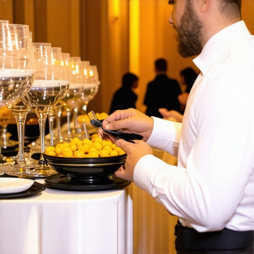 Private server in formal attire serving guests at a luxury event
