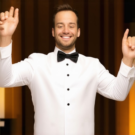 A wedding server happily accepting a performance bonus during an event