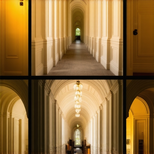 Augmented reality overlay displaying delivery pathways within a historic wedding venue.