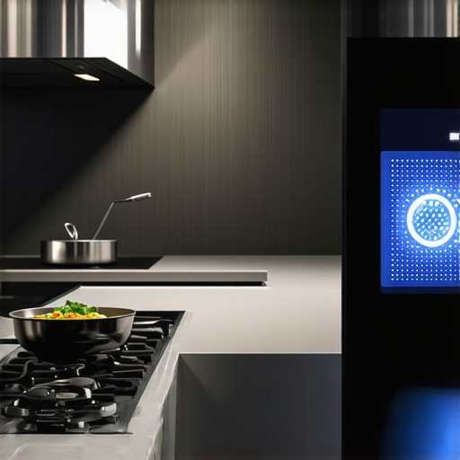 Sleek kitchen equipped with IoT sensors tracking allergen safety