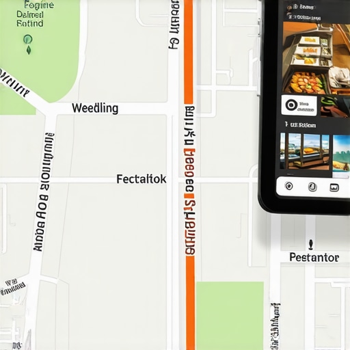GPS navigation screen displaying optimized delivery route for wedding catering logistics.