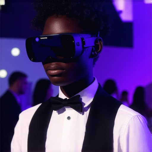 Event staff using augmented reality glasses and digital dashboards to manage service flow efficiently.