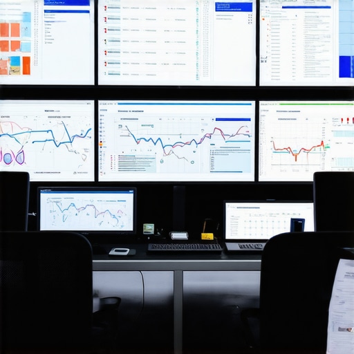 Advanced Logistics Command Center A control room with large monitors displaying real-time delivery routes and analytics.