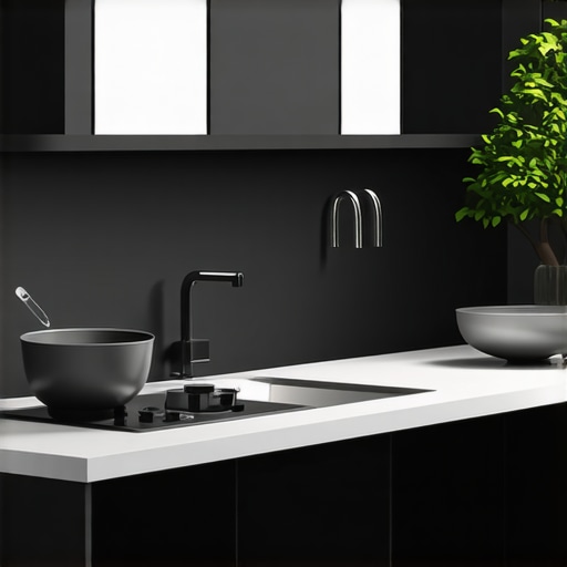 Contemporary chef workspace with modular prep stations and integrated technology.
