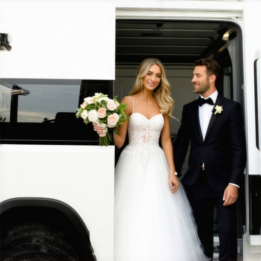 Professional catering staff using high-tech equipment for wedding delivery