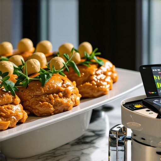 Wedding catering setup showcasing modern delivery and staff communication technology