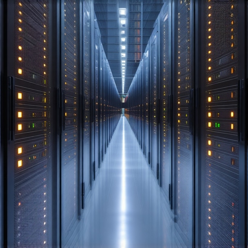 Image of a modern server room with glowing servers demonstrating infrastructure resilience.