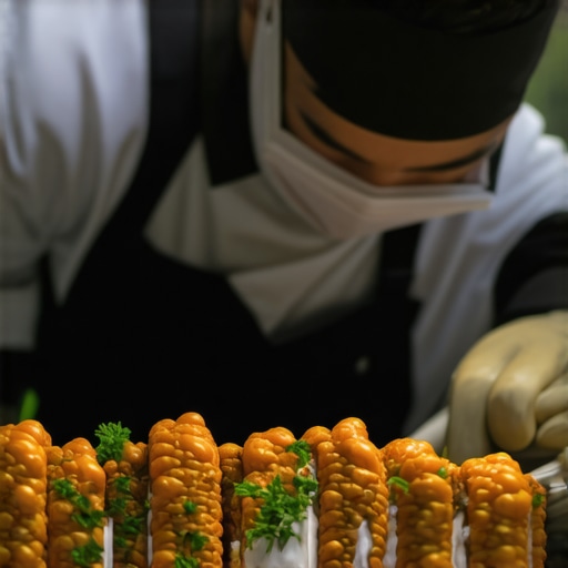 Allergen Detection Technology in Wedding Catering Chef utilizing allergen testing devices in a state-of-the-art kitchen setting.