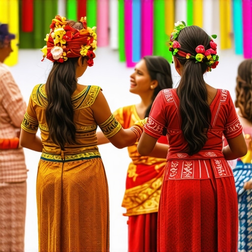 Authentic Cultural Dance at a Wedding Traditional cultural dance performance during wedding celebration with colorful costumes and joyful guests.