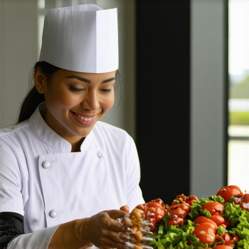 Catering staff using technology to coordinate office lunch deliveries.