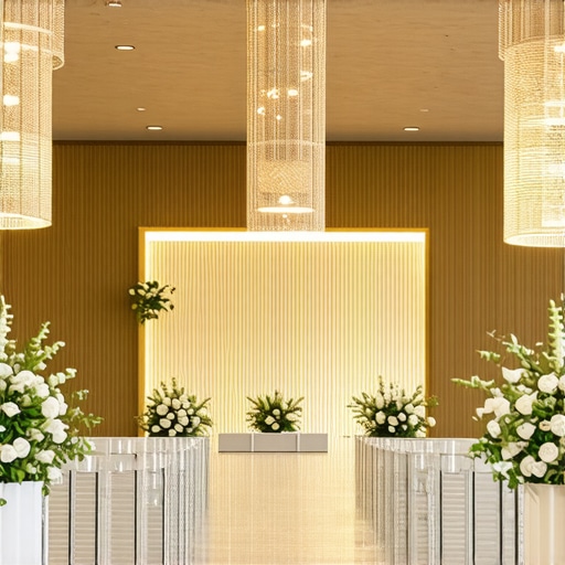 Elegant wedding venue featuring hidden service stations blending into decor