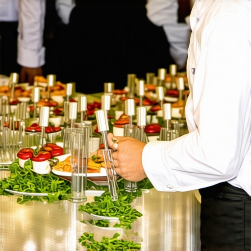 Private servers and chefs providing discreet, professional service at high-end event