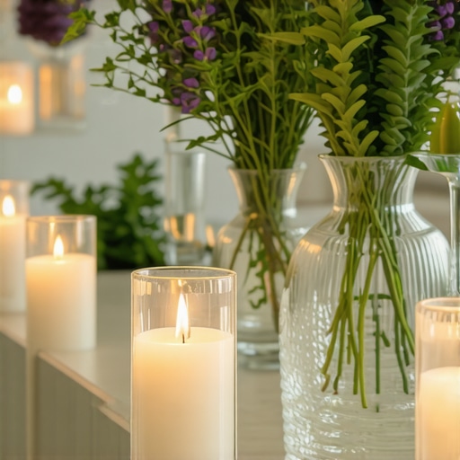 A luxurious wedding bar with aromatic herbs, ambient lighting, and refined glassware.