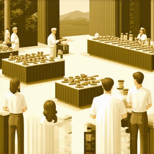 Illustration of advanced wedding catering delivery technologies with IoT and automated equipment in a luxurious outdoor setting