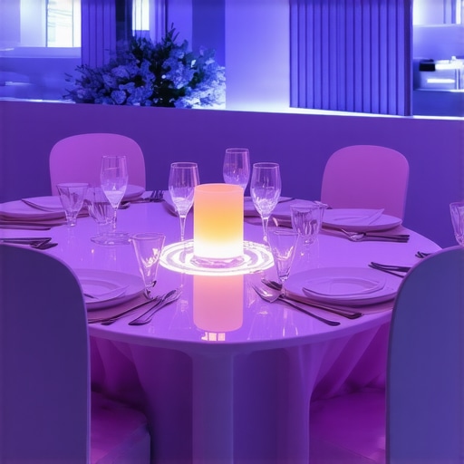 Modern wedding reception with digital interactive food stations and innovative decor