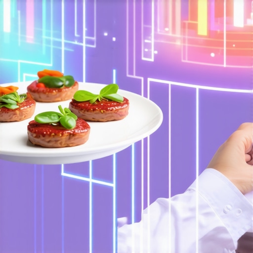 Server using AR glasses to present customized meal options at a corporate event