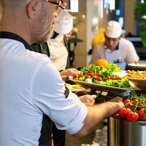 High-End Wedding Catering Team Catering professionals preparing gourmet dishes with advanced technology in a modern wedding kitchen