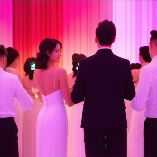 High-End Wedding Service Coordination Luxury wedding reception with professional servers and technological communication tools.