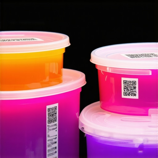 High-Tech Allergen Packaging Solutions Color-coded vacuum-sealed catering containers with QR codes for allergen information.