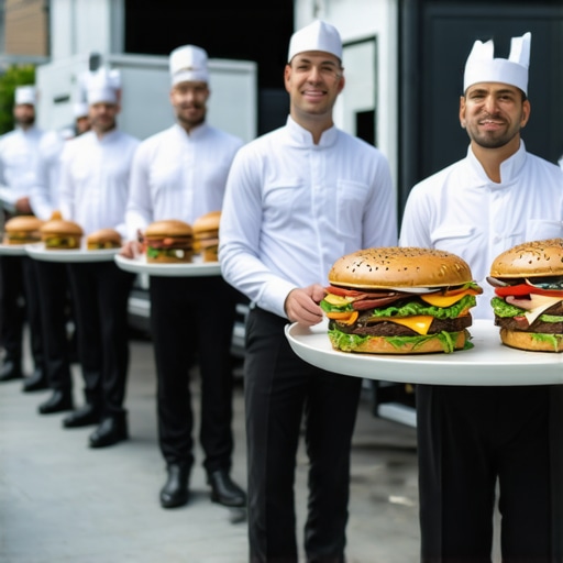 Catering team using advanced logistics for corporate event delivery