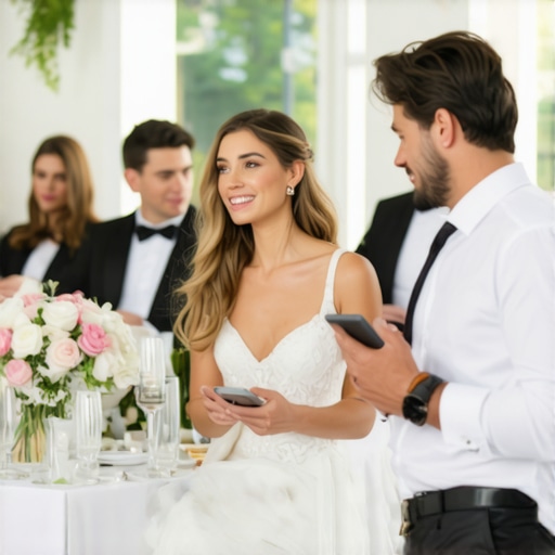 Wedding staff using digital devices for seamless coordination