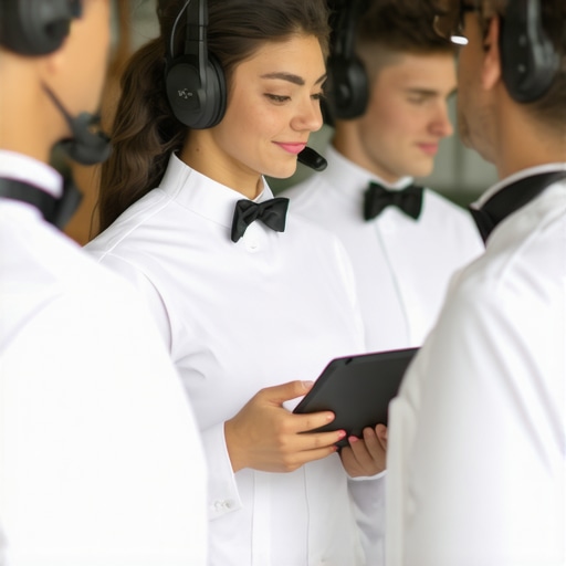 Wedding staff coordinating using modern communication devices
