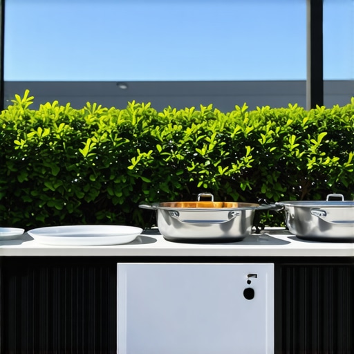 High-tech outdoor catering setup with sensors and digital monitoring