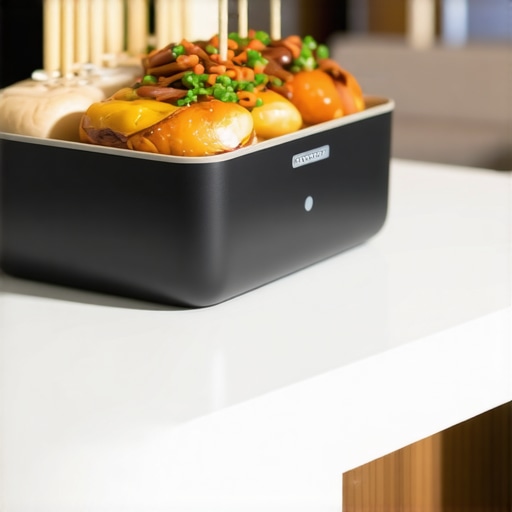 High-tech food container monitoring temperature during wedding service.