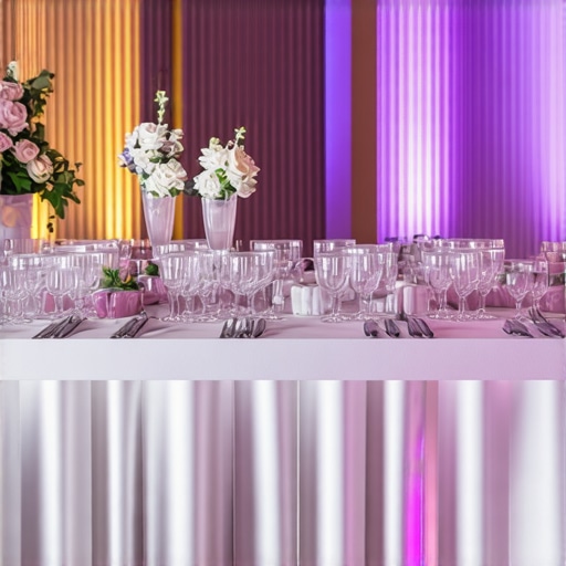 Sophisticated wedding catering setup with servers and elegant decor