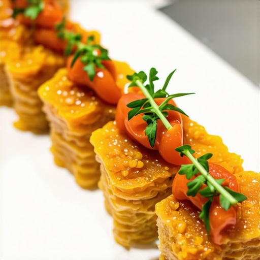 Elegant wedding catering display with fine dishes and sophisticated ambiance