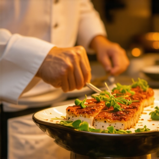 Luxury Event Catering in Action Gourmet dishes served at a high-end private event with professional staff