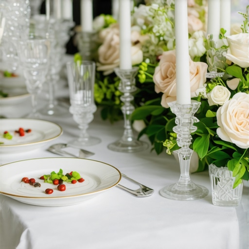 A refined private dining setup showcasing elegant tableware and ambient lighting.