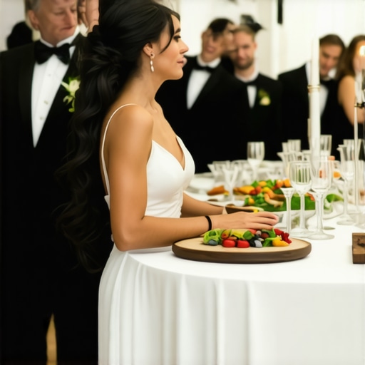Wedding reception with modern catering delivery and attentive staff