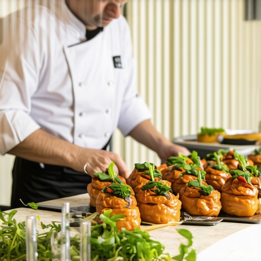Luxury Wedding Live Cooking Station Private chef conducting a live cooking demonstration at a wedding